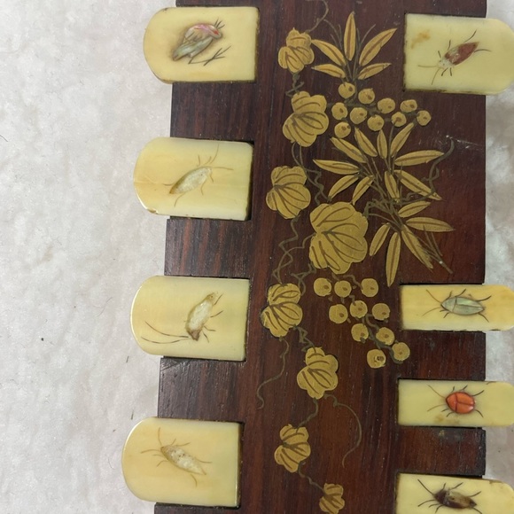 Antique Japanese Whist Game Counters with Bugs and Leaves - Picture 3 of 6